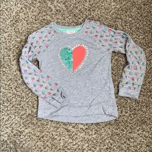 Cat & Jack Girls Sequin Heart Sweatshirt M (7/8)